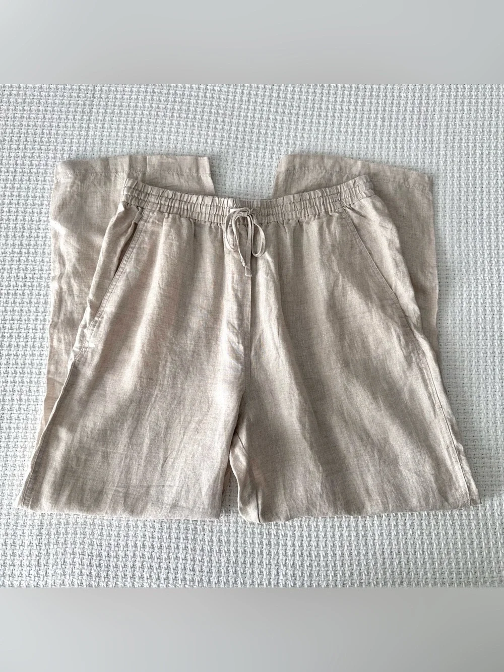 Banana Republic 100% Linen Beige European Flax Wide Leg Pants Womens Medium NWT